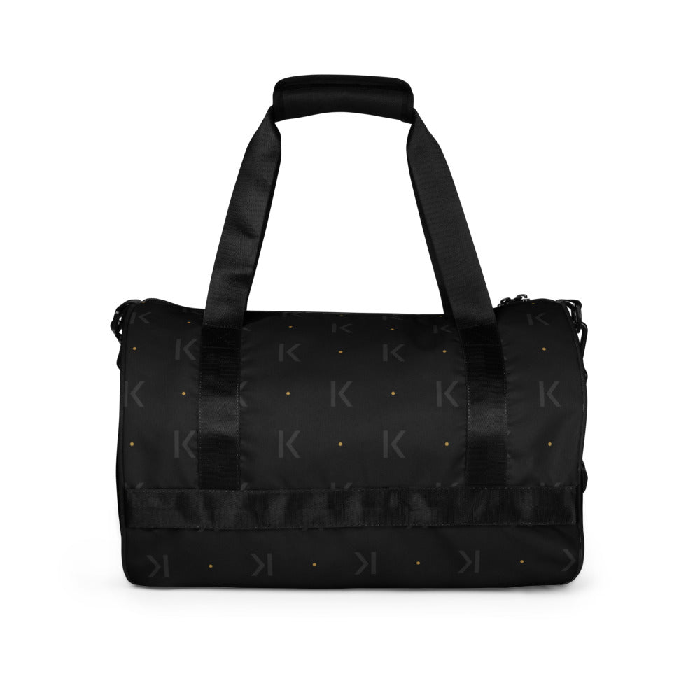 Open K Obsidian Studio Gym Bag by KAIVRE, back. Edition number shown is an example.