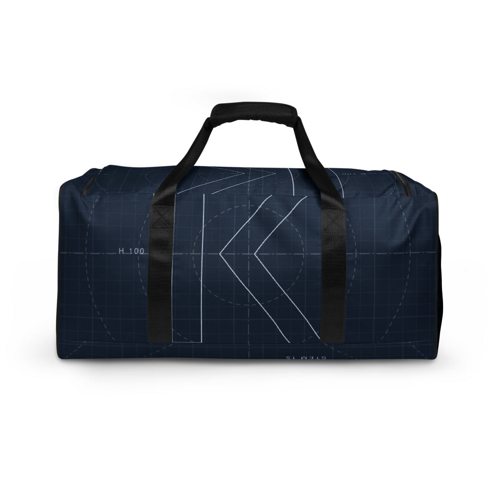 Blueprint Harbor Duffle by KAIVRE, back. Edition number shown is an example.