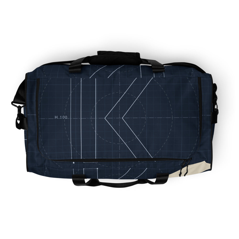 Blueprint Harbor Duffle, top and handles
