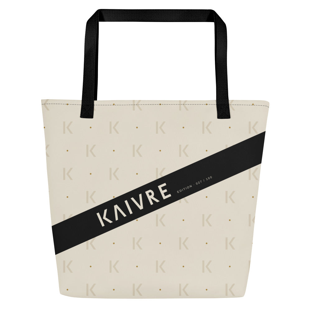 Open K Bone Market Tote by KAIVRE, front. Edition number shown is an example.