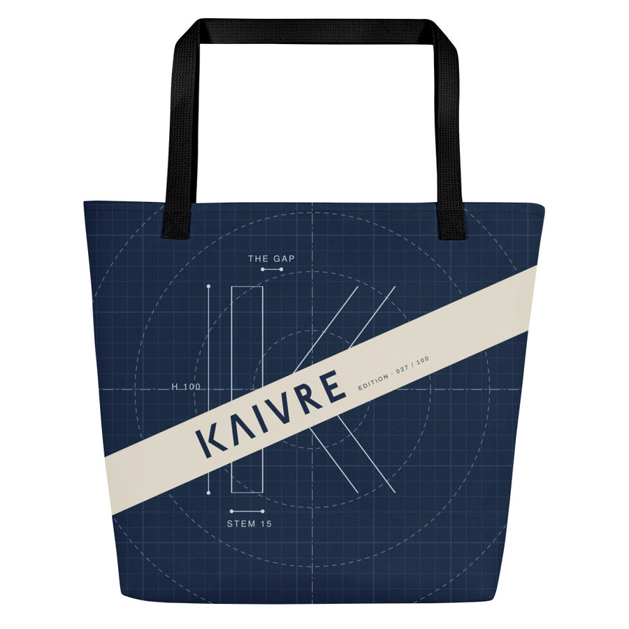 Blueprint Market Tote by KAIVRE, front. Edition number shown is an example.