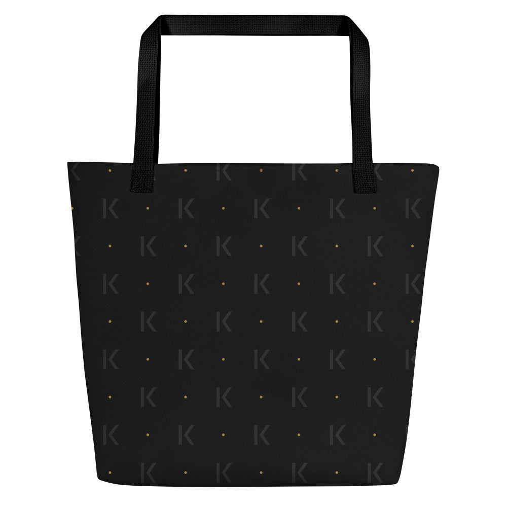 Open K Obsidian Market Tote by KAIVRE, back. Edition number shown is an example.