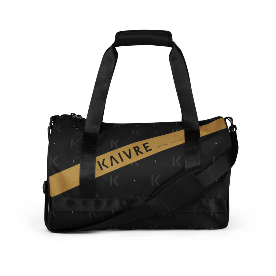 Open K Obsidian Studio Gym Bag by KAIVRE, front. Edition number shown is an example.