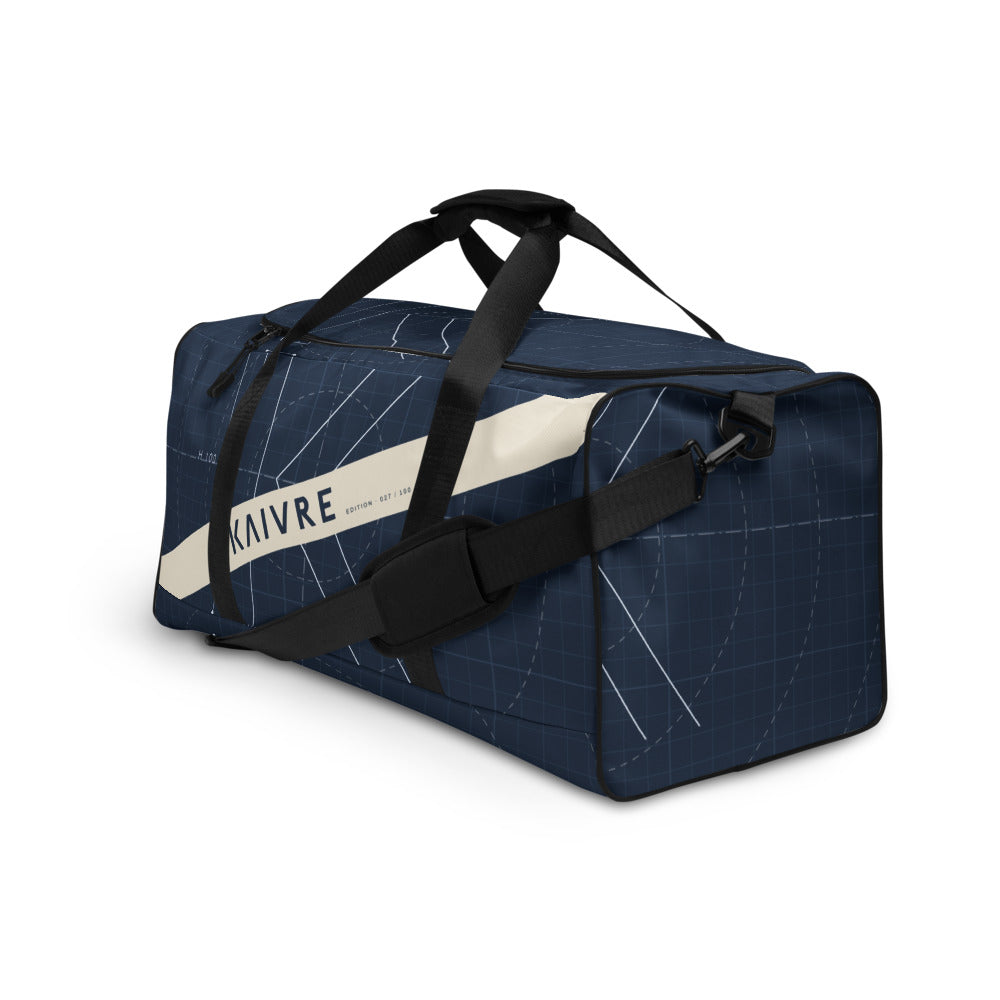 Blueprint Harbor Duffle by KAIVRE, from above. Edition number shown is an example.