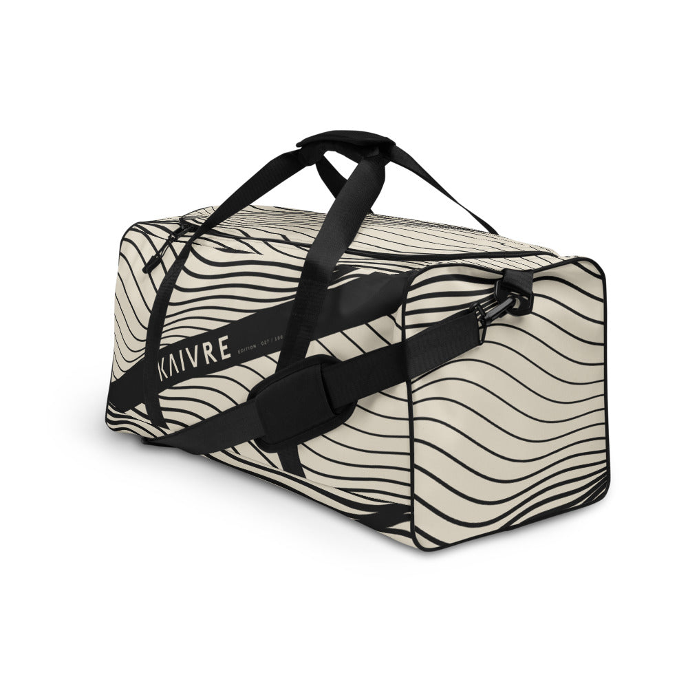 Swell Harbor Duffle by KAIVRE, from above. Edition number shown is an example.