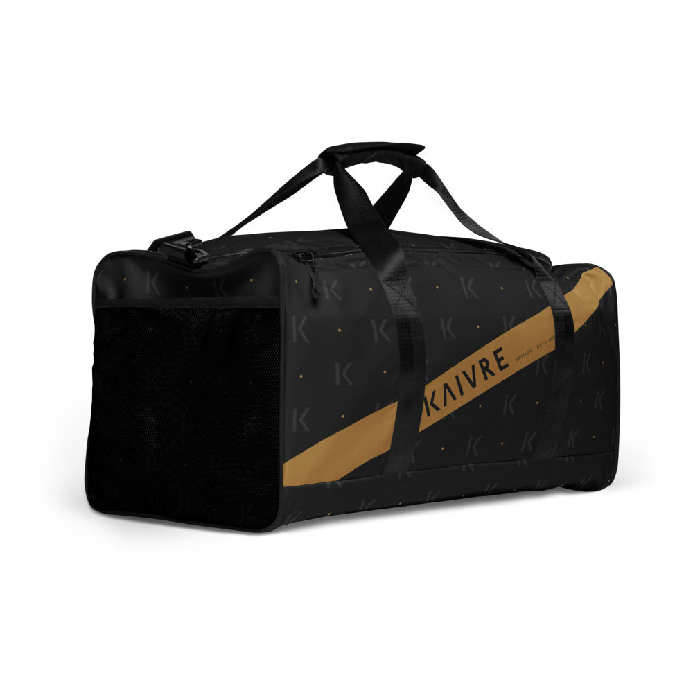 Open K Obsidian Harbor Duffle, three-quarter view with mesh end pocket