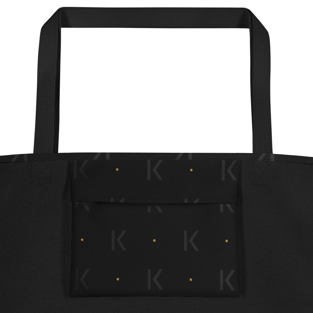 Open K Obsidian Market Tote by KAIVRE, inside pocket. Edition number shown is an example.